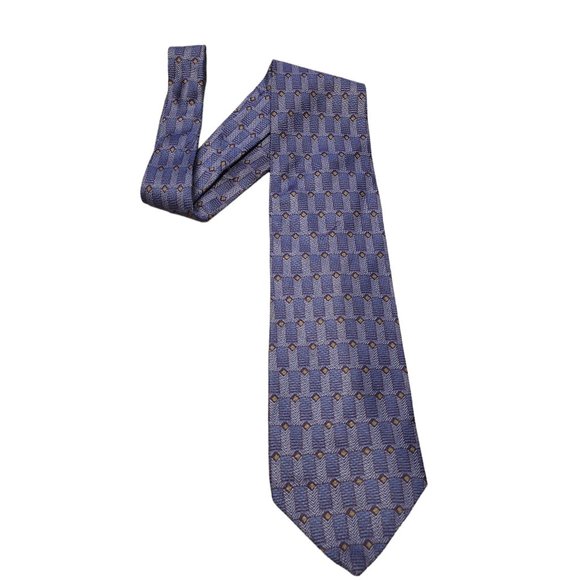 Calvin Klein -‎ 100% Silk Geometric Neck Tie -  Blue Purple - Picture 1 of 4